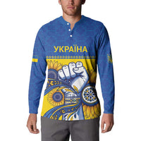 Ukraine Sunflowers Hand Button Sweatshirt with Ukrainian Folk Pattern - Wonder Print Shop