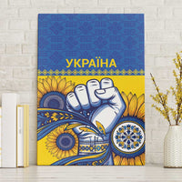 Ukraine Sunflowers Hand Canvas Wall Art with Ukrainian Folk Pattern - Wonder Print Shop