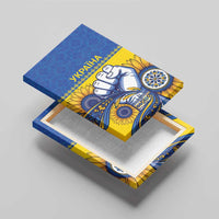 Ukraine Sunflowers Hand Canvas Wall Art with Ukrainian Folk Pattern - Wonder Print Shop