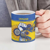 Ukraine Sunflowers Hand Ceramic Mug with Ukrainian Folk Pattern - Wonder Print Shop