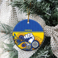 Ukraine Sunflowers Hand Ceramic Ornament with Ukrainian Folk Pattern - Wonder Print Shop