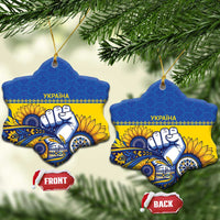 Ukraine Sunflowers Hand Ceramic Ornament with Ukrainian Folk Pattern - Wonder Print Shop