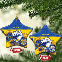 Ukraine Sunflowers Hand Ceramic Ornament with Ukrainian Folk Pattern - Wonder Print Shop