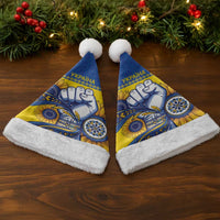 Ukraine Sunflowers Hand Christmas Santa Hat with Ukrainian Folk Pattern - Wonder Print Shop