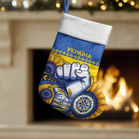 Ukraine Sunflowers Hand Christmas Stocking with Ukrainian Folk Pattern - Wonder Print Shop