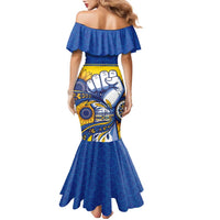 Ukraine Sunflowers Hand Family Matching Mermaid Dress and Hawaiian Shirt with Ukrainian Folk Pattern - Wonder Print Shop