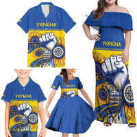 Ukraine Sunflowers Hand Family Matching Off Shoulder Maxi Dress and Hawaiian Shirt with Ukrainian Folk Pattern - Wonder Print Shop