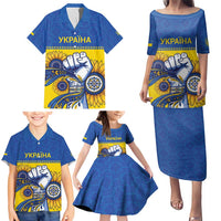 Ukraine Sunflowers Hand Family Matching Puletasi and Hawaiian Shirt with Ukrainian Folk Pattern - Wonder Print Shop
