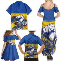 Ukraine Sunflowers Hand Family Matching Summer Maxi Dress and Hawaiian Shirt with Ukrainian Folk Pattern - Wonder Print Shop