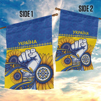 Ukraine Sunflowers Hand Garden Flag with Ukrainian Folk Pattern - Wonder Print Shop