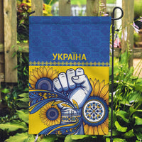 Ukraine Sunflowers Hand Garden Flag with Ukrainian Folk Pattern - Wonder Print Shop