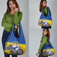 Ukraine Sunflowers Hand Grocery Bag with Ukrainian Folk Pattern - Wonder Print Shop