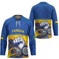 Ukraine Sunflowers Hand Hockey Jersey with Ukrainian Folk Pattern - Wonder Print Shop