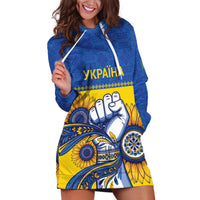 Ukraine Sunflowers Hand Hoodie Dress with Ukrainian Folk Pattern - Wonder Print Shop