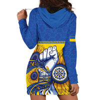 Ukraine Sunflowers Hand Hoodie Dress with Ukrainian Folk Pattern - Wonder Print Shop