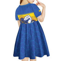 Ukraine Sunflowers Hand Kid Short Sleeve Dress with Ukrainian Folk Pattern - Wonder Print Shop