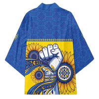 Ukraine Sunflowers Hand Kimono with Ukrainian Folk Pattern - Wonder Print Shop