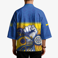 Ukraine Sunflowers Hand Kimono with Ukrainian Folk Pattern - Wonder Print Shop