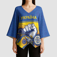 Ukraine Sunflowers Hand Kimono Sleeve Blouse with Ukrainian Folk Pattern - Wonder Print Shop