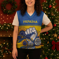 Ukraine Sunflowers Hand Christmas Knitted V-Neck Vest with Ukrainian Folk Pattern - Wonder Print Shop