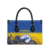 Ukraine Sunflowers Hand Leather Bag with Ukrainian Folk Pattern - Wonder Print Shop