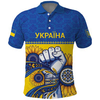Ukraine Sunflowers Hand Polo Shirt with Ukrainian Folk Pattern - Wonder Print Shop
