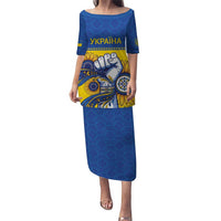 Ukraine Sunflowers Hand Puletasi with Ukrainian Folk Pattern - Wonder Print Shop