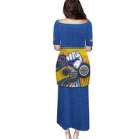 Ukraine Sunflowers Hand Puletasi with Ukrainian Folk Pattern - Wonder Print Shop