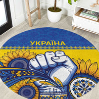 Ukraine Sunflowers Hand Round Carpet with Ukrainian Folk Pattern - Wonder Print Shop