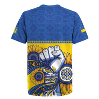 Ukraine Sunflowers Hand Rugby Jersey with Ukrainian Folk Pattern - Wonder Print Shop