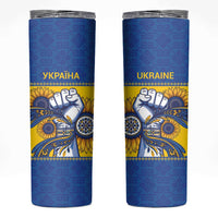 Ukraine Sunflowers Hand Skinny Tumbler with Ukrainian Folk Pattern - Wonder Print Shop