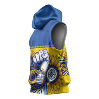 Ukraine Sunflowers Hand Sleeveless Hoodie with Ukrainian Folk Pattern - Wonder Print Shop