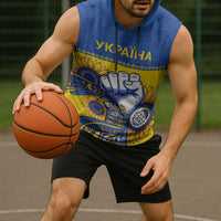 Ukraine Sunflowers Hand Sleeveless Hoodie with Ukrainian Folk Pattern - Wonder Print Shop