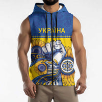 Ukraine Sunflowers Hand Sleeveless Zip Hoodie with Ukrainian Folk Pattern - Wonder Print Shop