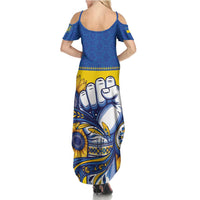 Ukraine Sunflowers Hand Summer Maxi Dress with Ukrainian Folk Pattern - Wonder Print Shop