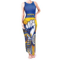 Ukraine Sunflowers Hand Tank Maxi Dress with Ukrainian Folk Pattern - Wonder Print Shop