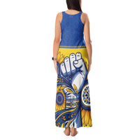 Ukraine Sunflowers Hand Tank Maxi Dress with Ukrainian Folk Pattern - Wonder Print Shop