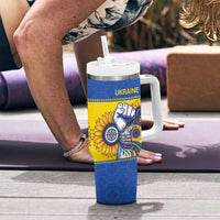 Ukraine Sunflowers Hand Tumbler With Handle with Ukrainian Folk Pattern - Wonder Print Shop