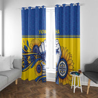 Ukraine Sunflowers Hand Window Curtain with Ukrainian Folk Pattern - Wonder Print Shop