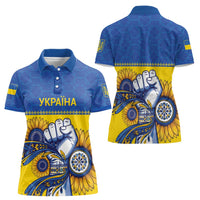 Ukraine Sunflowers Hand Women Polo Shirt with Ukrainian Folk Pattern - Wonder Print Shop