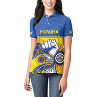 Ukraine Sunflowers Hand Women Polo Shirt with Ukrainian Folk Pattern - Wonder Print Shop
