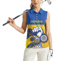 Ukraine Sunflowers Hand Women Sleeveless Polo Shirt with Ukrainian Folk Pattern - Wonder Print Shop
