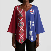 Custom Afro-Haiti Football Kimono Sleeve Blouse It's In My DNA - Wonder Print Shop