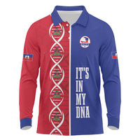Custom Afro-Haiti Football Long Sleeve Polo Shirt It's In My DNA - Wonder Print Shop