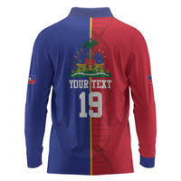 Custom Afro-Haiti Football Long Sleeve Polo Shirt It's In My DNA - Wonder Print Shop
