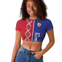Custom Afro-Haiti Football Raglan Cropped T shirt It's In My DNA LT19