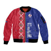 Custom Afro-Haiti Football Sleeve Zip Bomber Jacket It's In My DNA - Wonder Print Shop