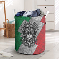 Mexico Aztec Warrior Goddess Laundry Basket Aztec Tribal Skull Tricolor Armor