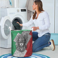 Mexico Aztec Warrior Goddess Laundry Basket Aztec Tribal Skull Tricolor Armor