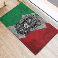 Mexico Aztec Warrior Goddess Rubber Doormat Aztec Tribal Skull Tricolor Armor